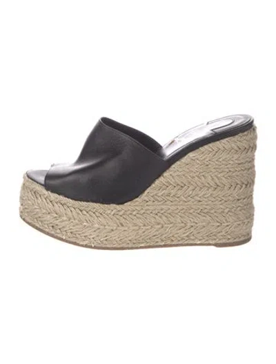 Pre-owned Christian Louboutin Leather Espadrilles In Black