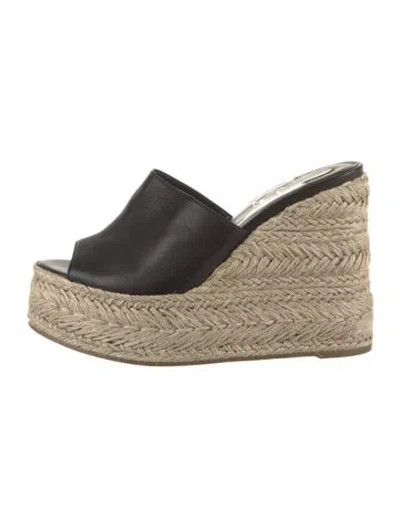 Pre-owned Christian Louboutin Leather Espadrilles In Black