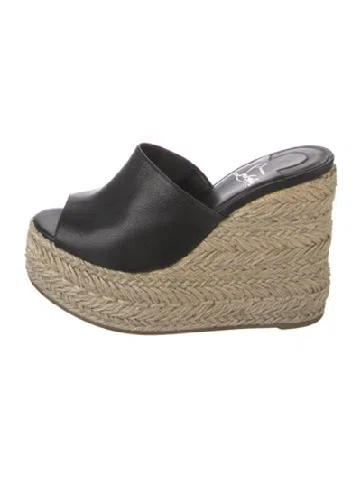 Pre-owned Christian Louboutin Leather Espadrilles In Black