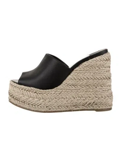 Pre-owned Christian Louboutin Leather Espadrilles In Black