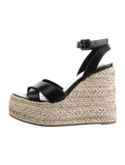 Pre-owned Christian Louboutin Leather Espadrilles In Black