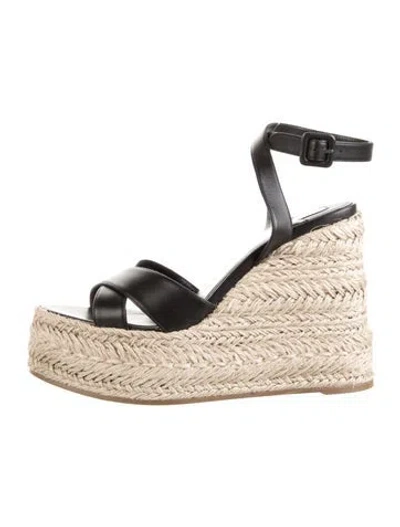 Pre-owned Christian Louboutin Leather Espadrilles In Black