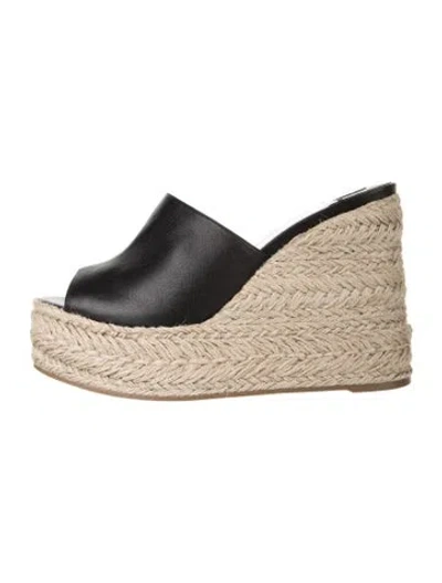 Pre-owned Christian Louboutin Leather Espadrilles In Black