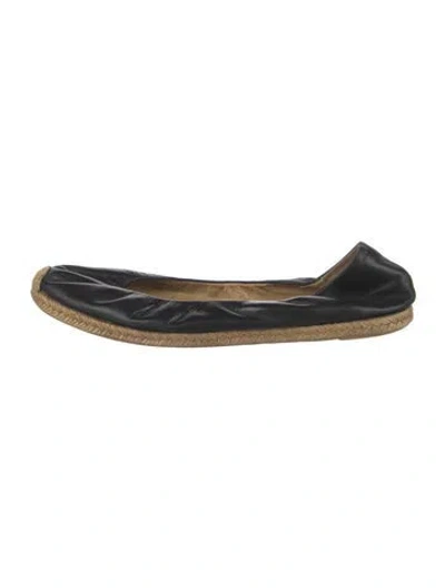Pre-owned Christian Louboutin Leather Espadrilles In Black