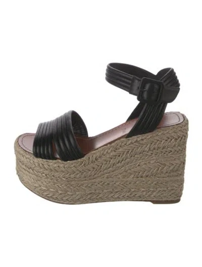 Pre-owned Christian Louboutin Leather Espadrilles In Black