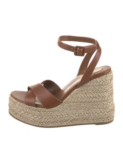 Pre-owned Christian Louboutin Leather Espadrilles In Brown