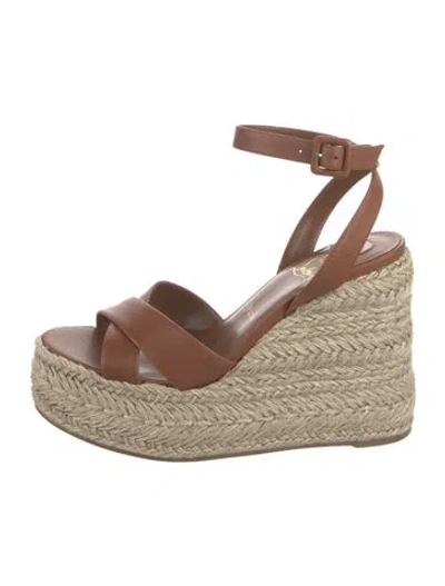 Pre-owned Christian Louboutin Leather Espadrilles In Brown