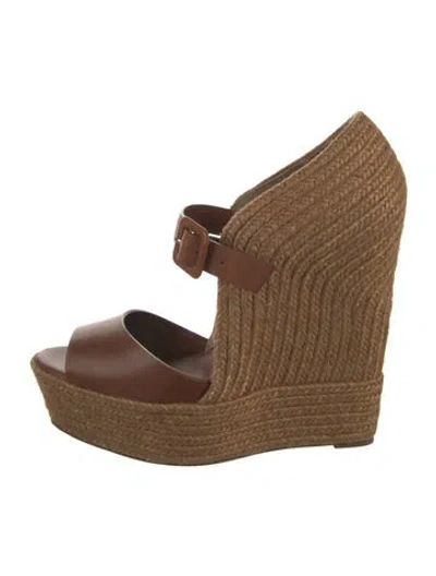 Pre-owned Christian Louboutin Leather Espadrilles In Brown