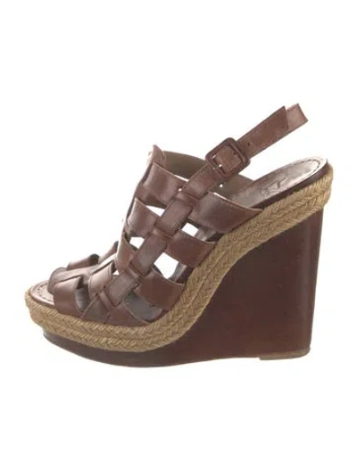 Pre-owned Christian Louboutin Leather Espadrilles In Brown