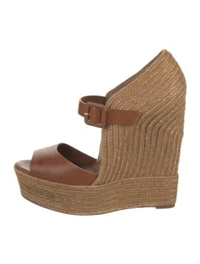 Pre-owned Christian Louboutin Leather Espadrilles In Brown