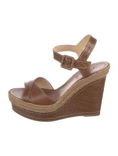 Pre-owned Christian Louboutin Leather Espadrilles In Brown