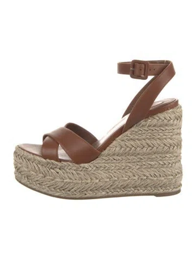 Pre-owned Christian Louboutin Leather Espadrilles In Brown