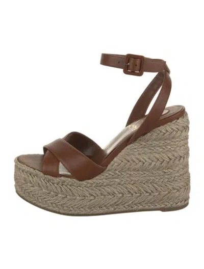 Pre-owned Christian Louboutin Leather Espadrilles In Brown