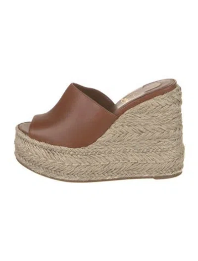 Pre-owned Christian Louboutin Leather Espadrilles In Brown