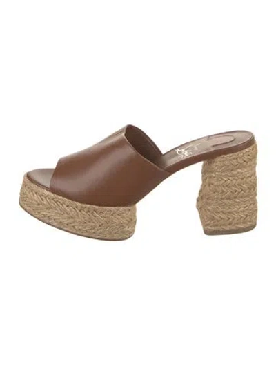 Pre-owned Christian Louboutin Leather Espadrilles In Brown