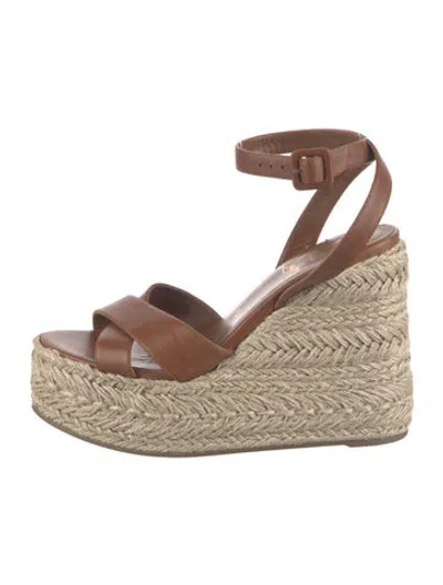 Pre-owned Christian Louboutin Leather Espadrilles In Brown