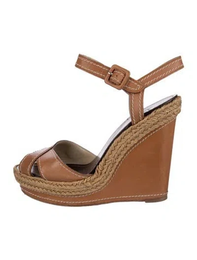 Pre-owned Christian Louboutin Leather Espadrilles In Brown