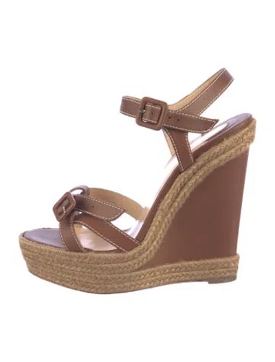 Pre-owned Christian Louboutin Leather Espadrilles In Brown