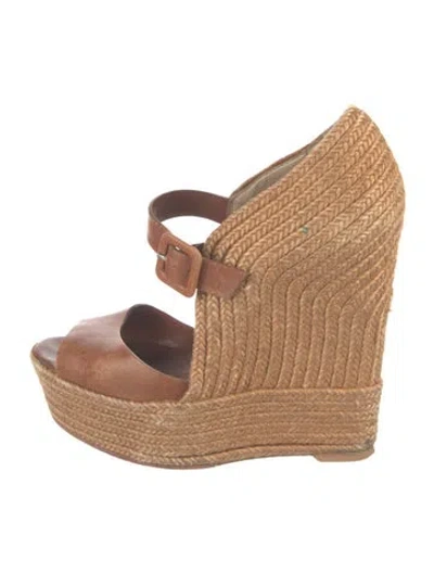 Pre-owned Christian Louboutin Leather Espadrilles In Brown