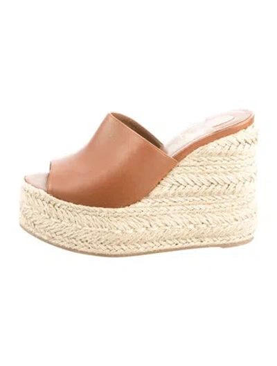 Pre-owned Christian Louboutin Leather Espadrilles In Brown