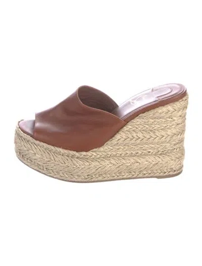 Pre-owned Christian Louboutin Leather Espadrilles In Brown