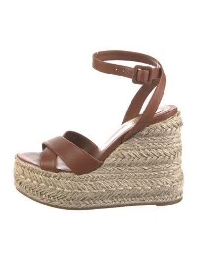 Pre-owned Christian Louboutin Leather Espadrilles In Brown