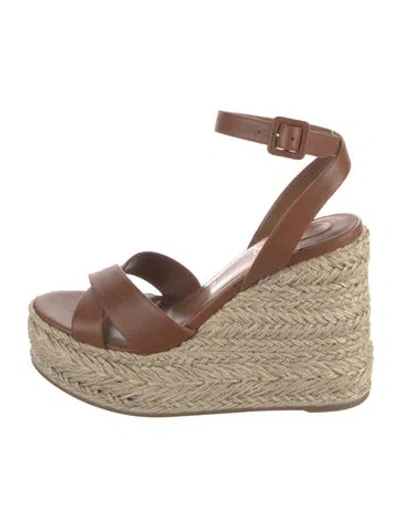 Pre-owned Christian Louboutin Leather Espadrilles In Brown/neutrals