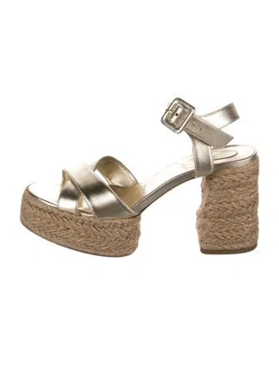 Pre-owned Christian Louboutin Leather Espadrilles In Gold
