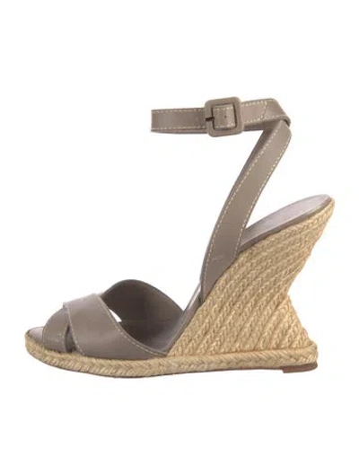 Pre-owned Christian Louboutin Leather Espadrilles In Gray