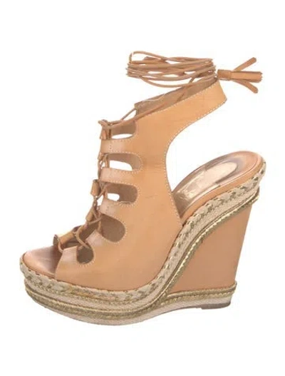 Pre-owned Christian Louboutin Leather Espadrilles In Neutral