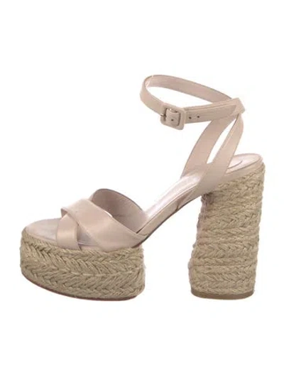 Pre-owned Christian Louboutin Leather Espadrilles In Neutral
