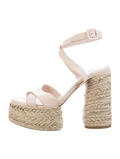 Pre-owned Christian Louboutin Leather Espadrilles In Neutral