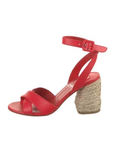 Pre-owned Christian Louboutin Leather Espadrilles In Red