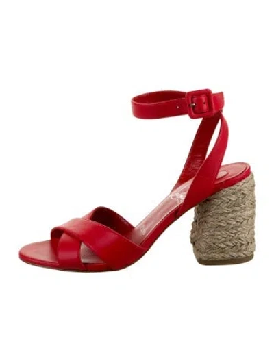 Pre-owned Christian Louboutin Leather Espadrilles In Red