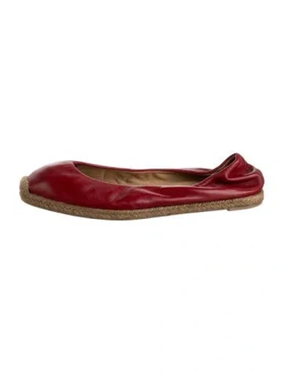 Pre-owned Christian Louboutin Leather Espadrilles In Red