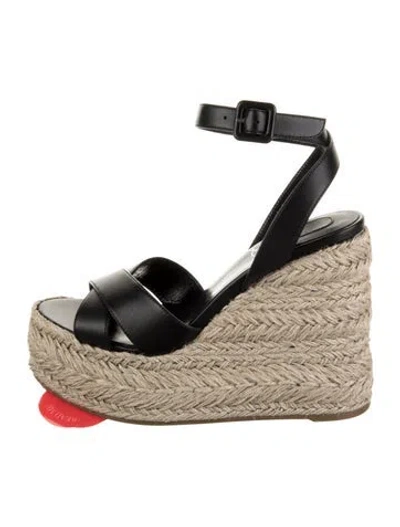 Pre-owned Christian Louboutin Leather Espadrilles W/ Tags In Black