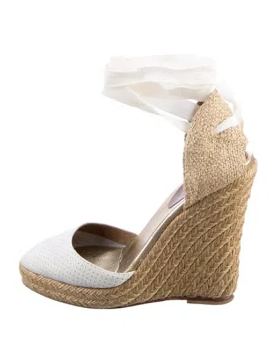 Pre-owned Christian Louboutin Leather Espadrilles In White