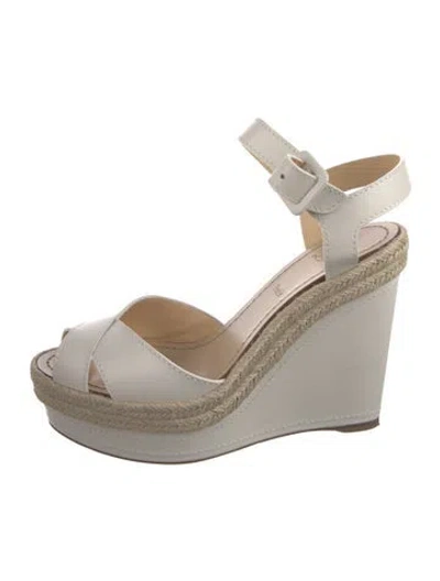 Pre-owned Christian Louboutin Leather Espadrilles In White