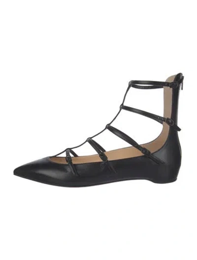 Pre-owned Christian Louboutin Leather Flats In Black