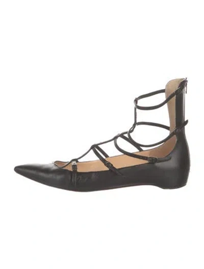 Pre-owned Christian Louboutin Leather Flats In Black