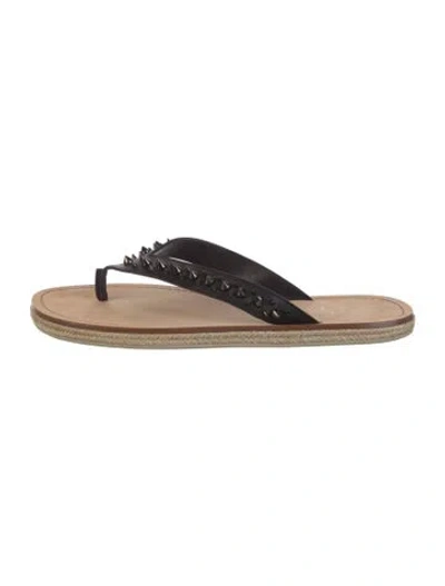 Pre-owned Christian Louboutin Leather Flip Flops In Black