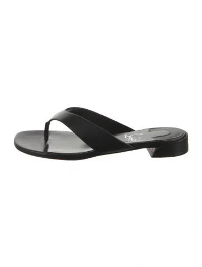Pre-owned Christian Louboutin Leather Flip Flops In Black