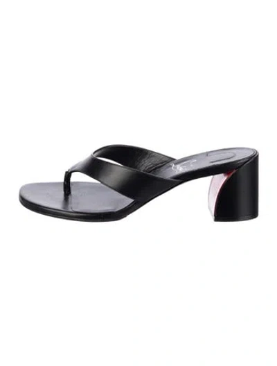 Pre-owned Christian Louboutin Leather Flip Flops In Black