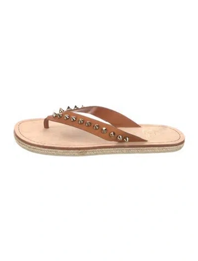 Pre-owned Christian Louboutin Leather Flip Flops In White