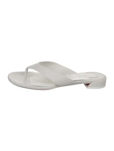 Pre-owned Christian Louboutin Leather Flip Flops In White