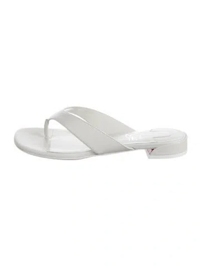 Pre-owned Christian Louboutin Leather Flip Flops In White