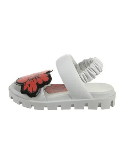 Pre-owned Christian Louboutin Leather Floral Print Slides In White
