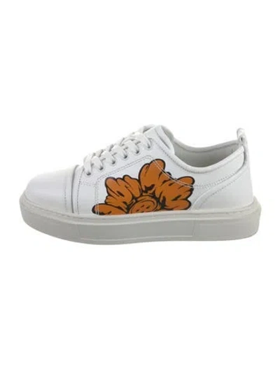 Pre-owned Christian Louboutin Leather Floral Print Sneakers In White