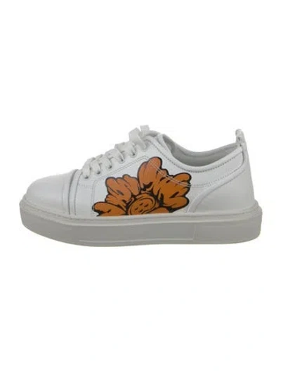 Pre-owned Christian Louboutin Leather Floral Print Sneakers In White