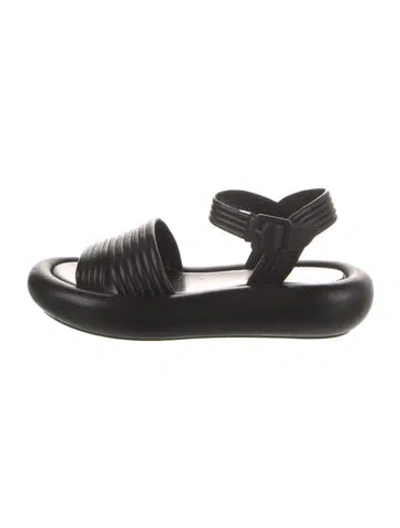 Pre-owned Christian Louboutin Leather Gladiator Sandals In Black